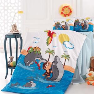 Lenjerie patut bebelusi bumbac 100% ranforce, Nazenin Home, Dolphin