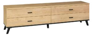 Comoda TV SIRAN TYP 6, stejar lefkas/negru, DTD laminat/plastic, 181x4