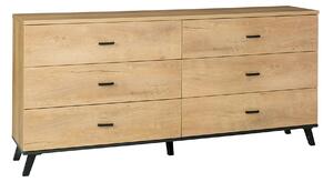 Comoda SIRAN TYP 5, stejar lefkas/negru, DTD laminat/plastic, 181x40x8