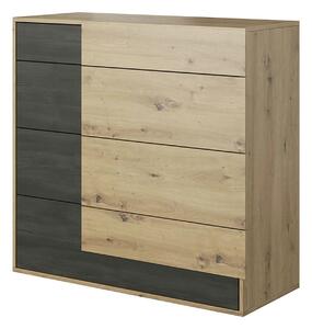 Comoda BAFRA, stejar artisan/pin negru, PAL laminat, 100x40x90 cm