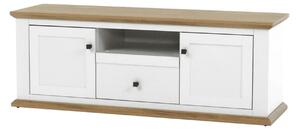 Comoda TV LEON MZ15, alb/stejar grand, DTD laminat, 150x45x55 cm