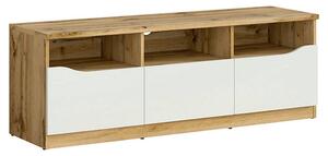 Comoda TV NUIS, stejar/alb lucios, 135x40x48 cm
