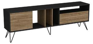 Comoda TV Mistico, alun/negru, PAL melaminat/metal, 180x36x59 cm