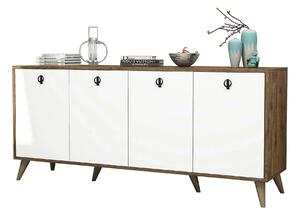 Comoda ELITE 1612, alb/stejar inchis, PAL melaminat, 180x45x80 cm