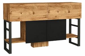Comoda ML25 - A, pin atlantic/negru, PAL melaminat/metal, 139x43x84 cm