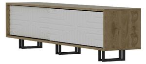 Comoda TV Askal, stejar/alb, PAL melaminat/metal, 180x35x47 cm