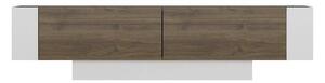 Comoda TV Matera, stejar inchis/alb, PAL melaminat, 150x32x42 cm