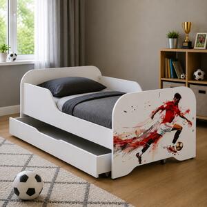 Set complet de pat pentru copii 140 x 70 cm, cu saltea și somieră cu lamele - FOOTBALLER