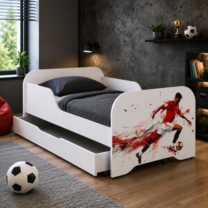 Set complet de pat pentru copii 160 x 80 cm, cu saltea și somieră cu lamele - FOOTBALLER