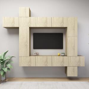 Set de dulapuri TV, 9 piese, stejar Sonoma, lemn prelucrat