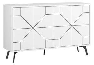 Comoda DUNE, alb/negru, PAL melaminat, 123x35x77 cm