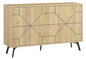 Comoda DUNE, stejar/negru, PAL melaminat, 123x35x77 cm