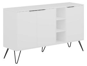 Comoda CLARA, alb/negru, PAL melaminat, 142x36x83 cm