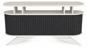 Comoda STOR, alb/gri antracit, PAL melaminat, 150x43x75 cm