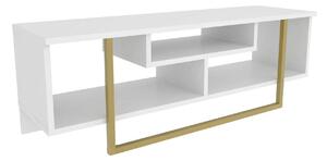 Comoda ASAL 120, alb/auriu, PAL melaminat, 120x35x40 cm
