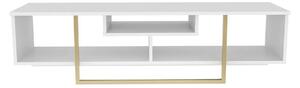 Comoda TV ASAL 150, alb/auriu, PAL melaminat, 150x35x40 cm