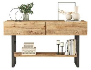 Comoda ML23-A, stejar/negru, PAL melaminat/metal, 139x43x76 cm