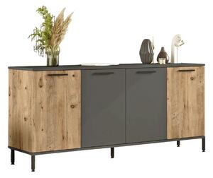 Comoda RL4-AA, gri/stejar, PAL melaminat, 160x40x72 cm