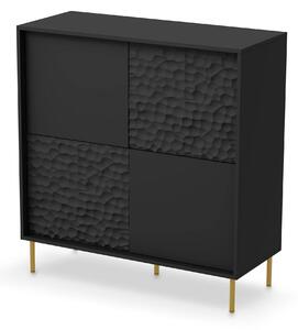 Comoda BULLET, negru/auriu, PAL laminat, 100x41x105 cm