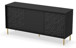 Comoda BULLET, negru/auriu, PAL laminat, 155x41x73 cm