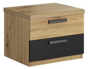 Noptieră cu sertare Sigma 22 46 cm - artisan / negru supermat