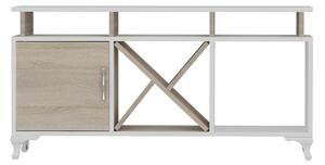 Comoda TV AY, alb/stejar, PAL melaminat, 120x30x54 cm