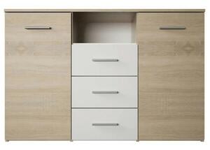 Comoda GABRIELA, stejar sonoma/alb, PAL laminat, 120x38x80 cm