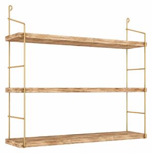 Raft bucatarie 498HFT1104, auriu/stejar, lemn/metal, 60x16x62 cm