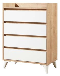 Comoda TUVALLE 040, alb/stejar, PAL melaminat, 70x40x92 cm