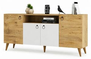 Comoda 616TNM1606, stejar/alb, PAL melaminat, 180x45x79 cm