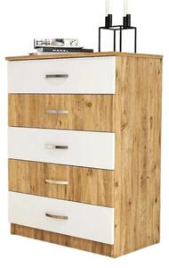 Comoda 616TNM1509, stejar/alb, PAL melaminat, 72x45x98 cm