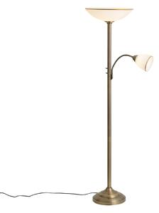 Lampă clasică de podea bronz cu sticlă opal 2 lumini - Katarina