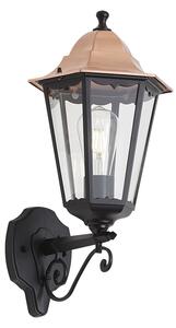 Lampă clasică de perete neagră cu cupru IP44 - Havana