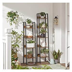 Biblioteca tip scara, Vasagle, 5 rafturi, LLS109B01, Maro Rustic