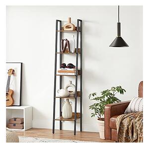 Biblioteca tip scara, Vasagle, 5 rafturi, LLS109B01, Maro Rustic