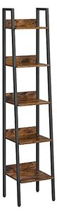 Biblioteca tip scara, Vasagle, 5 rafturi, LLS109B01, Maro Rustic