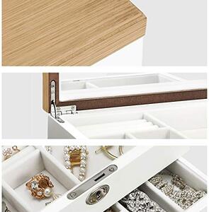 Cutie de bijuterii, Songmics, Alb, 25x18x14.5 cm