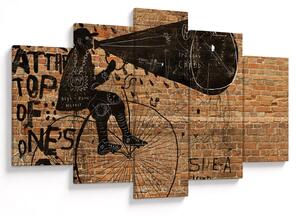 Tablou - Barbat cu biciclete stil Bansky (150x105 cm)