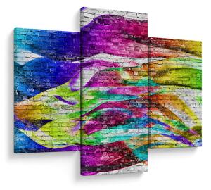 Tablou - Zid de cărămidă cu flăcări colorate (90x60 cm)