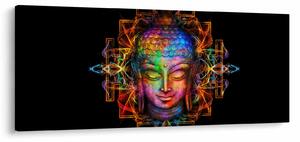 Tablou - Bustul lui Buddha în culori neon (120x50 cm)