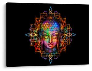 Tablou - Bustul lui Buddha în culori neon (70x50 cm)