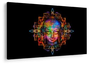 Tablou - Bustul lui Buddha în culori neon (90x60 cm)