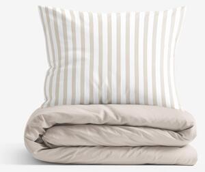 Goldea lenjerie de pat din 100% bumbac duo - dungi latte cu latte 150 x 200 și 50 x 60 cm