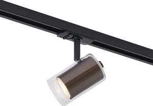 Spot modern bronz închis cu sticlă transparentă pentru sistem de șină monofazat - Iconic Lloyd