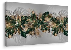 Tablou - Frunze tropicale, Galben - auriu (90x60 cm)