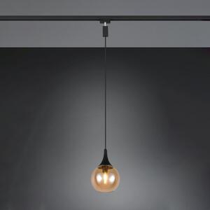 Trio Lighting Lampă suspendată pe șină Lumina pentru DUOline, culoare chihlimbar, reglabil, Bej, Camera de zi / sufragerie, Sticlă, Modern