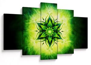 Tablou - Mandala de flori, fundal verde (150x105 cm)