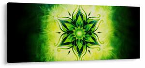 Tablou - Mandala de flori, fundal verde (120x50 cm)