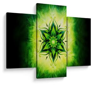 Tablou - Mandala de flori, fundal verde (90x60 cm)