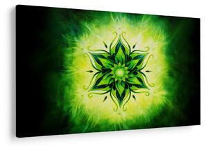 Tablou - Mandala de flori, fundal verde (90x60 cm)
